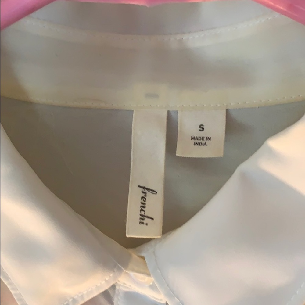 Frenchi Cream Sheer Button Down Top - image 3